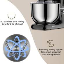 THREEKEY 1pc 6.2-Quart 660W Stand Mixer, 6-Speed Tilt-Head Kitchen Electric Mixer With LCD Touch Screen, Dough Hook, Whisk, And Beater - 美規A型插(110-127V) - 查看 7