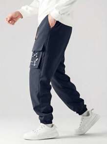 Tween Boys' Fashion Drawstring Waist Cargo Pants - Navy Blue - View 3
