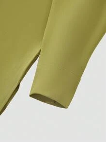 2pcs/Set Men's Green Dashiki Design Pleated Front Long Sleeve Crew Neck Top With Slit Hem Pants, African Style Casual Shirt And Trousers, Street Fashion, 4 Season New - Green - View 5