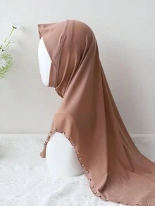 1pc Moda Feminina Casual Lenço de Cabeça, Estilo Malaio Malha Elástica Strass Decorado Grande Balanço Hijab Envoltório Halloween Casual Sob Cap - Multicolorido - Ver 13