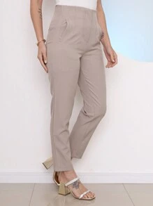 Susek Modas High Waist Tailored Trousers With Side Pocket New Arrival Elegance Premium Zr 8444 - Màu be - Xem 3