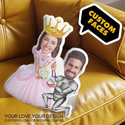 1pc Customized Photo Pillow, Personalized Shaped Throw Pillow, Funny Couple Gift, Cartoon Photo Pillow, Flower & Heart Decorative Pillow, Can Add Text, Unique Gift For Boyfriend/Girlfriend/Husband/Wife, Valentine's Day ,For Family ,Sweet 16 Party Decorations