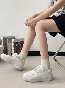 Fashion Men's Casual Sports Shoes Breathable Mesh Oxfords Business Casual Walking Dress Shoes Fashion Men Sneakers//Trendy Pure White Platform Comfortable Shoes//Unisex Casual Shoes, Sizes, Women's Casual Shoes And Men's Sports Shoes, - 白色 - 查看 5