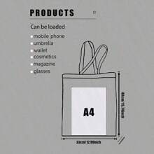 1pc Customized Canvas Bag, Unique Design (Photo, Landscape, Illustration), Foldable, Large Capacity, Lightweight, Stylish, Personalized Tote Bag, Shoulder Bag, Casual Shopping Bag Shop Back To School