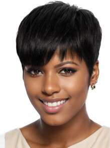 Short Black Pixie Cut Wig Short Wigs For Women Short Pixie Layered Full Machine Made Wigs Glueless Wig Black Color Wigs With Bangs Beginner-Friendly Synthetic Wig