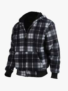 Men's Full Zip Winter Warm Sweatshirt Work Jacket - Black - View 2