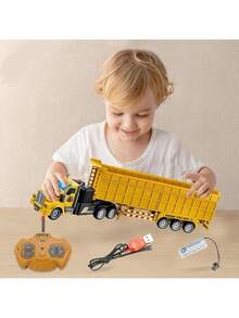 Remote Control Truck Super Large Container 36CM With Lights Orange Yellow FAST SHIPPING - 駝色 - 查看 4