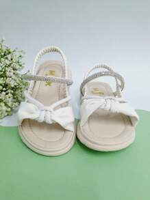 Girls' Rhinestone Elastic Sandals - White - View 4