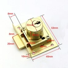 Cerradura Chapa Muebles Cajones Closet 250c Cromo Phillip;Placa de cierre mueble cajón armario (808-22 apertura simple) - Dorado - Ver 5