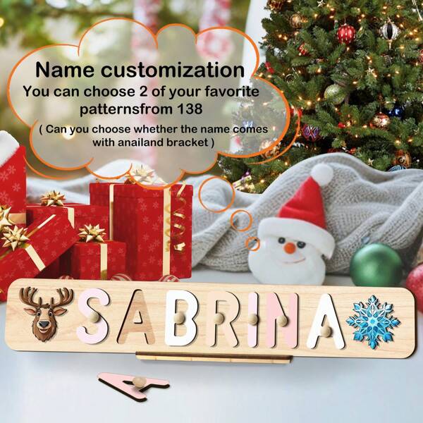 Rompecabezas con el nombre del bebé, regalos de rompecabezas navideños, juguetes de aprendizaje temprano para niño o niña, regalos de Navidad, rompecabezas de alfabeto 3D, rompecabezas de alfabeto de madera, rompecabezas de madera de Halloween para niños pequeños, rompecabezas de nombre personalizado, juguete de rompecabezas de madera personalizado, rompecabezas de madera, regalos personalizados, primeros regalos de cumpleaños, regalo de aniversario, regalo de cumpleaños, conjunto de regalo de bloques de construcción (solo tablero)