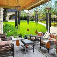 6-Tube Vintage Style Aluminum Alloy Wind Chime, Home Decor Ornament Hanging Accessory, Creative Gift - Black - View 5