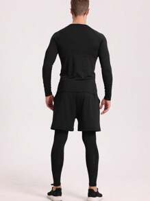 冬季保暖内衬保暖底层运动压缩上衣，适合男士、健身、滑雪、高弹性