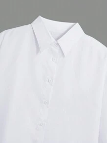 Long Sleeve Shirt Women Casual Autumn Winter White Batwing Sleeve Button Front Top