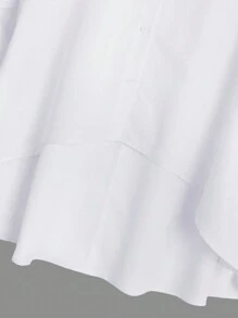 Long Sleeve Shirt Women Casual Autumn Winter White Batwing Sleeve Button Front Top