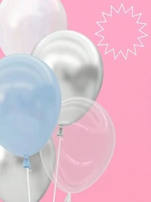 蓝色、珍珠白、透明色、银色、乳胶气球单身派对装饰品、生日派对用品、新娘送礼会、男婴送礼会、冬季假期送礼会家庭装饰礼物 - 彩色 - 查看 2