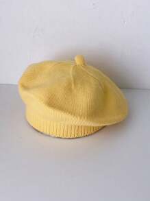 1 件针织贝雷帽，糖果色男女通用宝宝幼儿秋冬季百搭针织贝雷帽 - 0-2Y - 查看 5