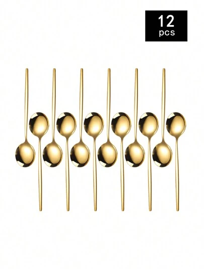 1/4/8/12 ملعقة صغيرة من الفولاذ المقاوم للصدأ، ملعقة لتحريك القهوة، ملعقة حلوى، لوازم مدرسية ، هدية عيد الميلاد