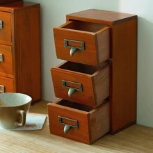 LIVINGANDHOME Living And Home Retro Wooden Drawer Organzier Box - 13.3cm W x 9.7cm D x 26.5cm H Brown - View 4