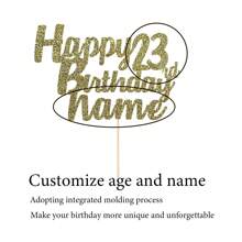 1pc Customizable Happy Birthday Cake Topper With Nameplate And Age, Comes With Double-Sided Glitter Card In Various Colors - Multicolor - View 2