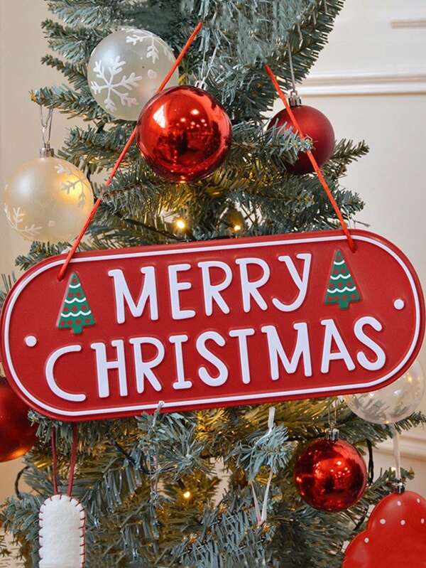 1pc Iron Merry Christmas Plaques Sign For Front Door Home Christmas Decorations Ornaments Wall Hanging Rustic Outdoor Christmas Decor Gifts For Porch Seasonal Farmhouse Door Christmas Tree Decorations,Christmas