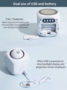 New Multifunctional Projection Clock, LED Light Projection Alarm Clock, Voice Alarm Clock, Projection Clock, Can Automatically Tell Time, Automatically Detect Real-Time Temperature, 3*AAA Batteries And USB Dual-Mode Power Supply (Batteries Not Included)