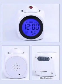 New Multifunctional Projection Clock, LED Light Projection Alarm Clock, Voice Alarm Clock, Projection Clock, Can Automatically Tell Time, Automatically Detect Real-Time Temperature, 3*AAA Batteries And USB Dual-Mode Power Supply (Batteries Not Included)