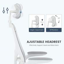 OYAJIA Office Chair Ergonomic Desk With 90° Flip-Up Armrest Lumbar Support, Height Adjustable Chair, Executive Swivel Computer Padded Seat Cushion For Home/Office - Light Grey - View 4