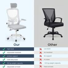 OYAJIA Office Chair Ergonomic Desk With 90° Flip-Up Armrest Lumbar Support, Height Adjustable Chair, Executive Swivel Computer Padded Seat Cushion For Home/Office - Light Grey - View 10