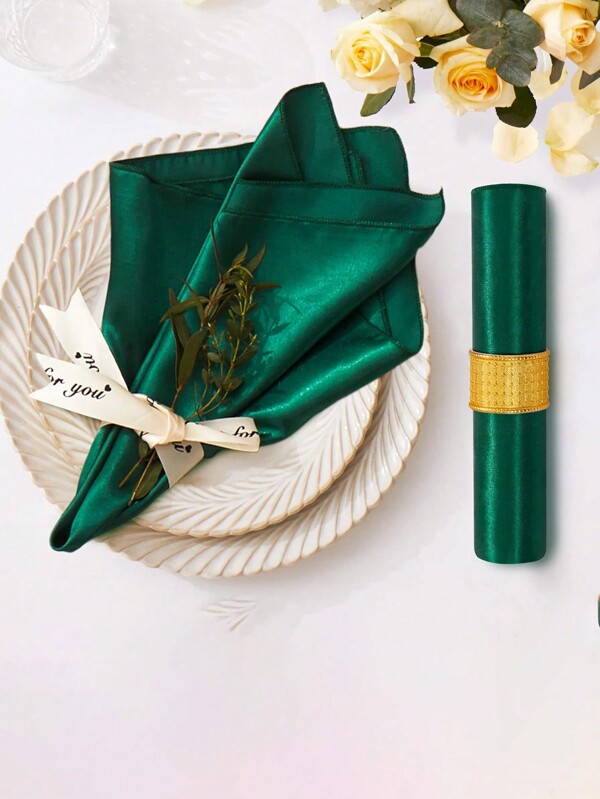 6 piezas/12 piezas Servilletas de cena de satén, paños de mesa de seda suave para restaurante, boda, fiesta, decoración de cena