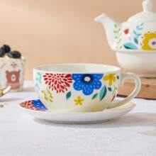 1 pieza Tetera, cafetera, taza y plato de cerámica vintage elegante, 7 estilos, exquisito juego de té de la tarde o café, juego de té elegante para dama, para uso doméstico/fiesta/comida/té de la tarde, Acción de Gracias/Navidad/, para exteriores, camping - multicolor - Ver 9