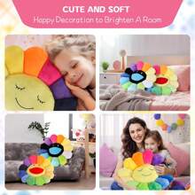 Smile Face Plush Rainbow Pillow, Sunflower Decor Plush Pillow Soft & Comfortable Flower Floor Pillow For Home Reading Bed Room Decoration Tapestry Living Room Modern Tapestries