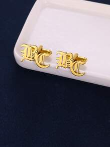 Personalized Custom Name Initials Cufflinks For Men's Jewelry Stainless Steel Alphabet Letter Cufflinks Groomsmen Wedding Gifts