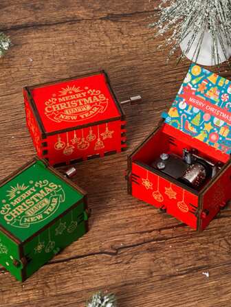 Caja musical con Papá Noel que se balancea al ritmo de "Jingle Bells", decoración navideña de caja de música octagonal de madera