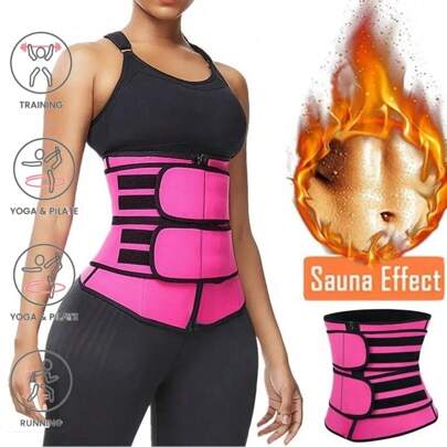 Sports Outdoor 1pc Small Size Waist Trainer Body Shaper Fitness Belt Weight Loss Fat Burning Sport Girdle Sweat Trimmer Workout Cincher Shapewear Suitable For Weight 45-58KG Gym Accessories