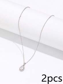 Collar con accesorio gota de agua zirconia cúbica - Plateado - Ver 16