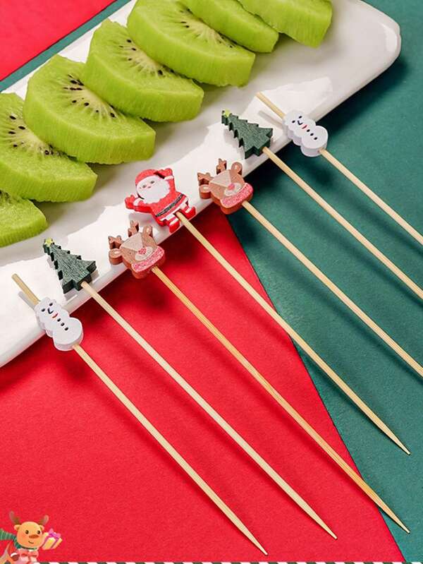30 piezas de decoraciones navideñas para cócteles - pinchos de madera con patrones de muñeco de nieve, reno y árbol, para bebidas, aperitivos y decoración de fiestas, decoración de tazas, pincho de frutas, decoración navideña, decoración de fiestas, regalo para amigos, regalo para familiares
