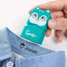 Carimbo personalizado com seu nome em gato branco, carimbo à prova d'água personalizado para roupas, carimbos de almofada de tinta personalizados para homens e mulheres, carimbo de selo de nome autoentintado para presente de papelaria personalizado - branco - Ver 5