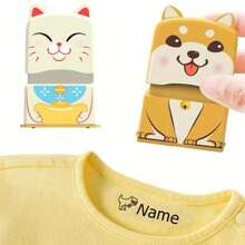 Carimbo personalizado com seu nome em gato branco, carimbo à prova d'água personalizado para roupas, carimbos de almofada de tinta personalizados para homens e mulheres, carimbo de selo de nome autoentintado para presente de papelaria personalizado - branco - Ver 7