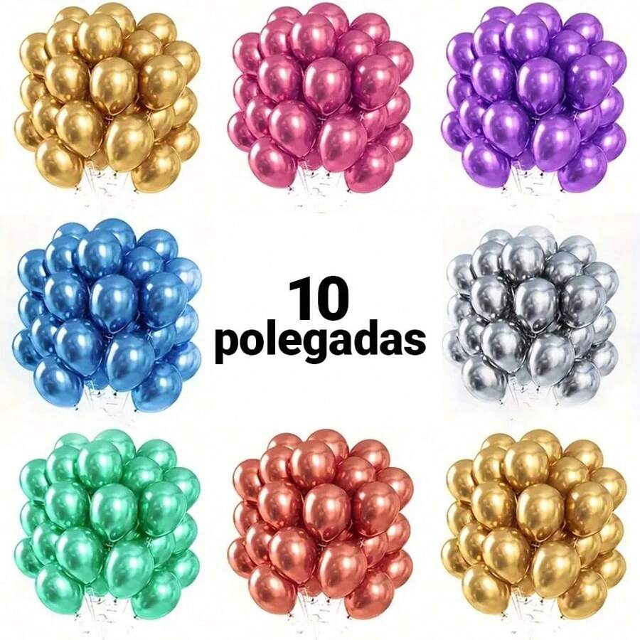 Metallic Balloon Balloon 10 Inches Various Colors Premium Resistant Balloon 50 Units - 鏽棕色 - 查看 1