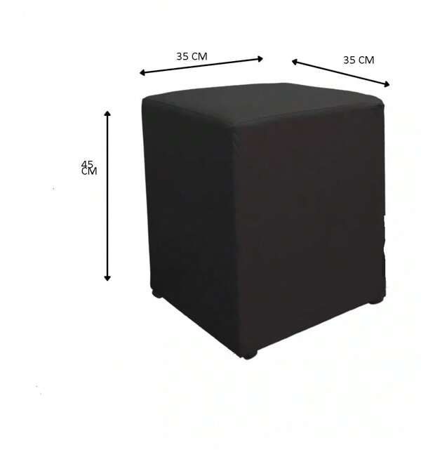 Kit 2 capa  Puffs Quadrado Decorativo Cinza 35x35x45cm