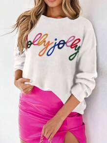 Women's Holly Jolly Elegant Sweater, Winter Clothing - White - View 2