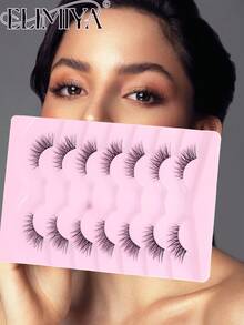 7 pares de extensiones de pestañas semi-permanentes de aspecto natural de 12mm - Pestañas Naturales - Ver 2