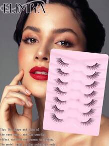 7 pares de extensiones de pestañas semi-permanentes de aspecto natural de 12mm - Pestañas Naturales - Ver 1