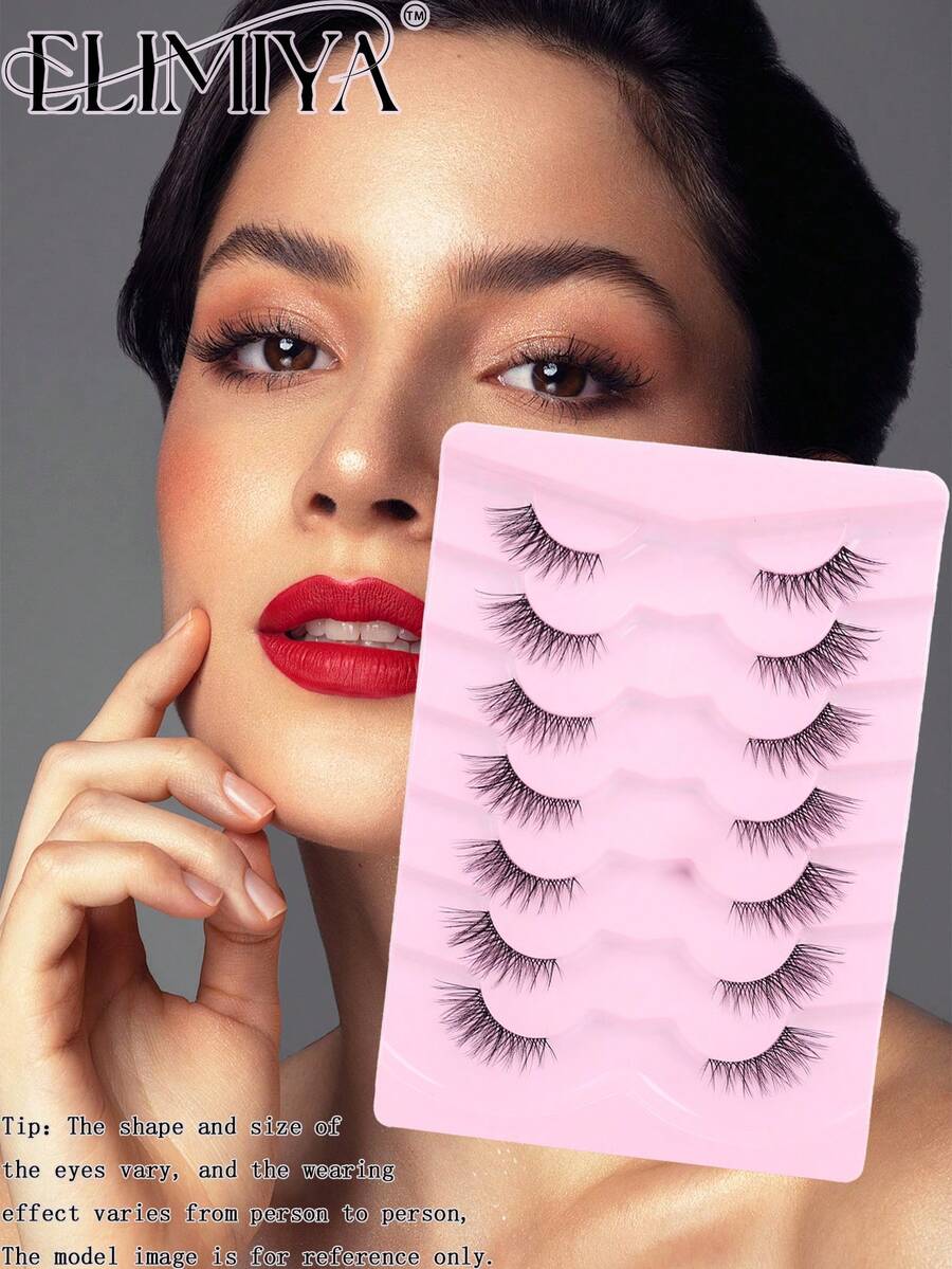 7 pares de extensiones de pestañas semi-permanentes de aspecto natural de 12mm - Pestañas Naturales - Ver 1