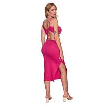 Long Midi Dress With Side Slit, Ribbed Hoop And Straps With Padded Spring/Summer - Màu Hồng baby - Xem 5