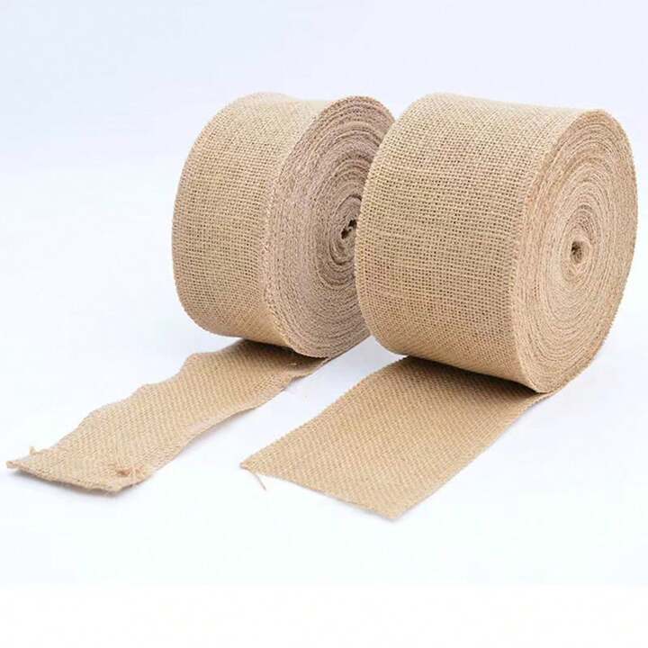 厚手の麻布リボン 1巻 5m長さ 10cm幅と5cm幅 手作りDIYクラフト