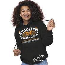 Brooklyn Street Wear Women's Premium Line Personalized Sweatshirt With Pocket And Hood Ref: Brooklyn10 - màu đen - Xem 1
