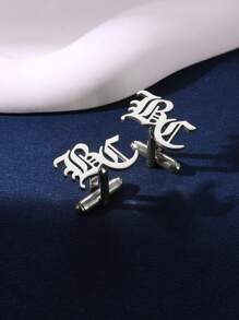 Personalized Custom Name Initials Cufflinks For Men's Jewelry Stainless Steel Alphabet Letter Cufflinks Groomsmen Wedding Gifts