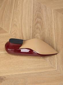 Elegante Pumps zum Hineinschlüpfen aus glänzendem Lackleder in Weinrot mit spitzer Spitze und klobigem Absatz für Damen, geeignet für den Alltag, formelle Anlässe und Partys, Herbst/Winter - Bordeaux - Übersicht 4