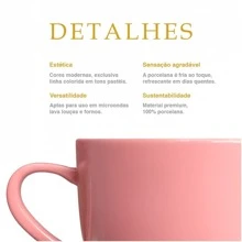 MUNDO DA PORCELANA Pink Porcelain Coffee Cup Set 6 Pieces - World Of Porcelain - Baby Pink - View 4